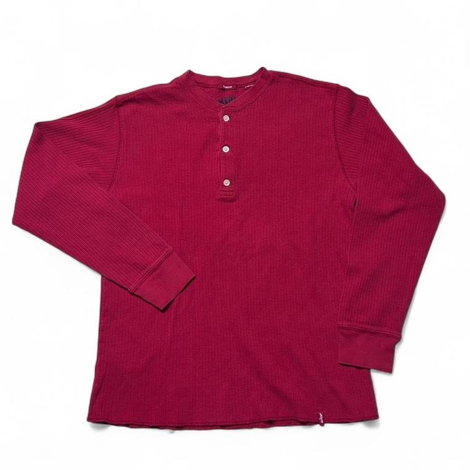 Levi’s Strauss & Co Vintage Y2k Red Thermal Henley Button Shirt Medium